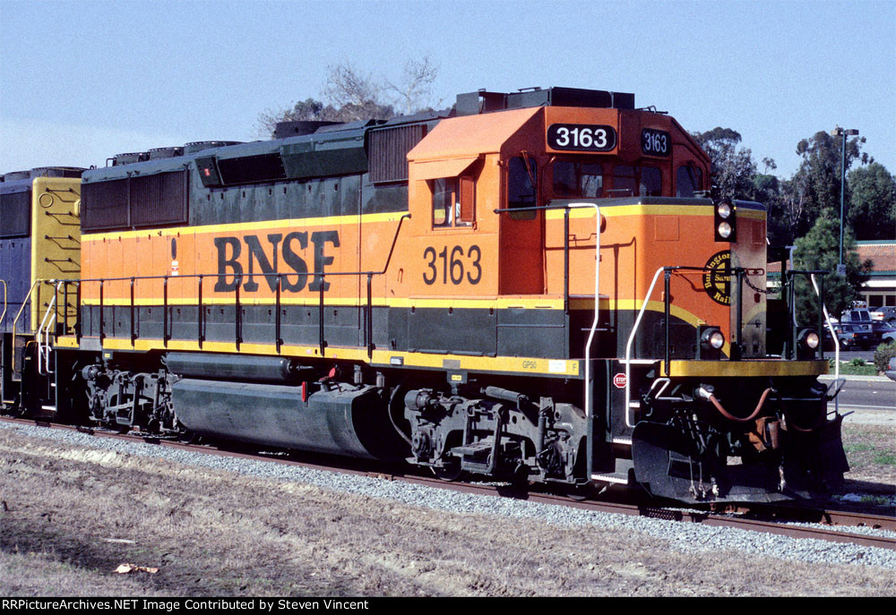 BNSF GP50 #3163 leads Escondido local out branch